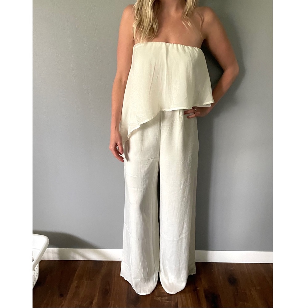NWT! Lulus Cream Shimmer Jumpsuit